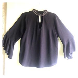 Grey blouse very pretty with decorated collar